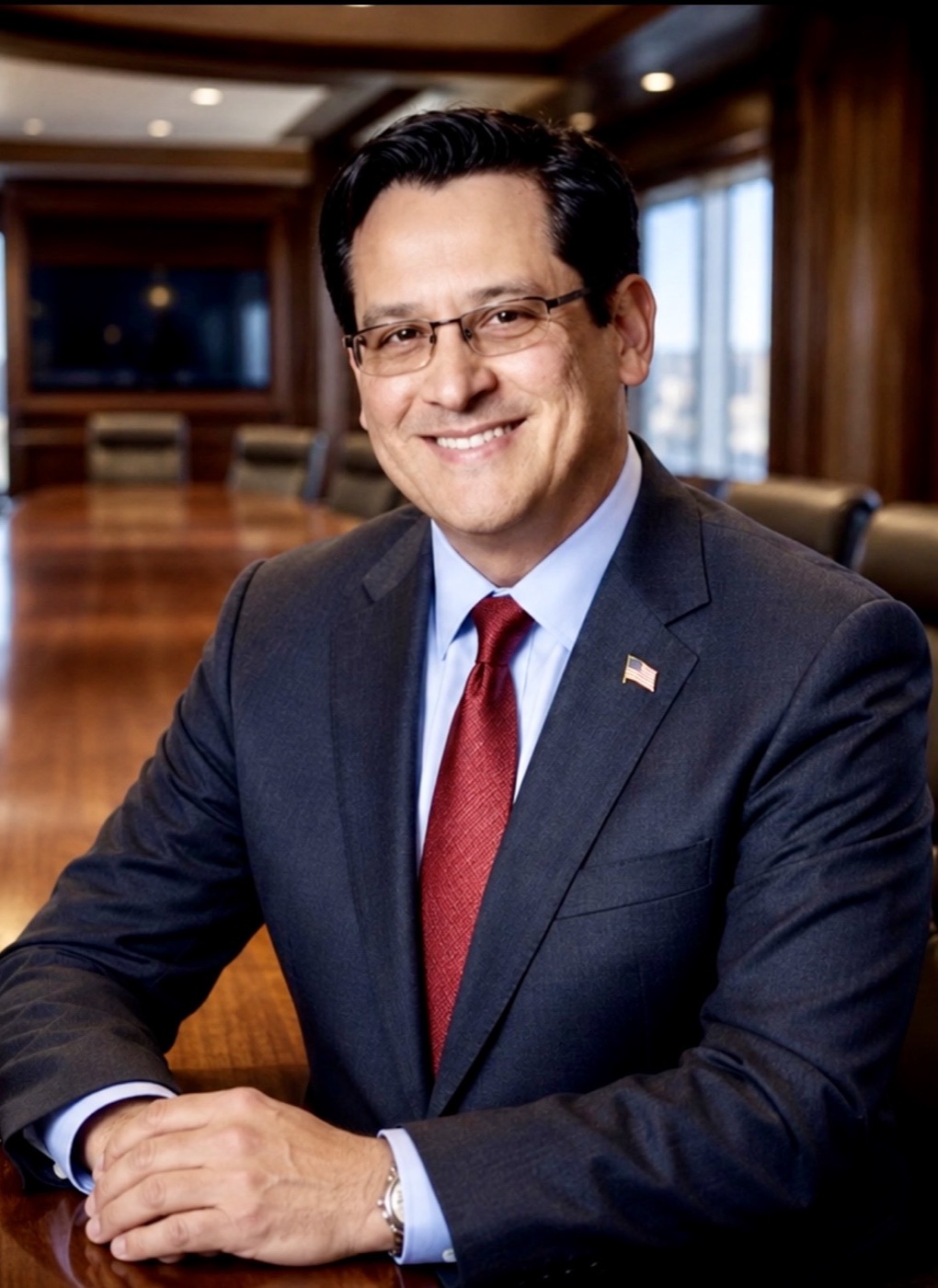 Santiago Mendoza, Jr., Founder, President and CEO of Teleioo Group, seated in a boardroom